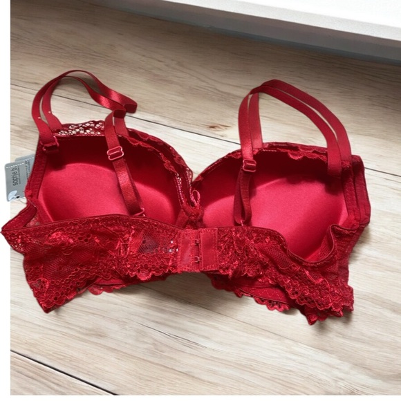 Red Lace Padded Bra 36B - Picture 2 of 8